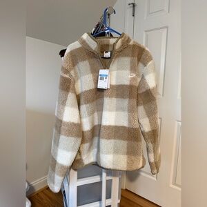NWT NIKE Gingham Fleece Pullover - Size Medium